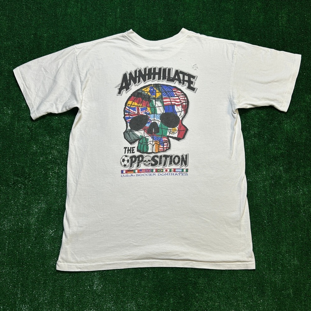 Vintage 90s US Soccer Dominate World Cup Single Stitch CYRK Thrashed